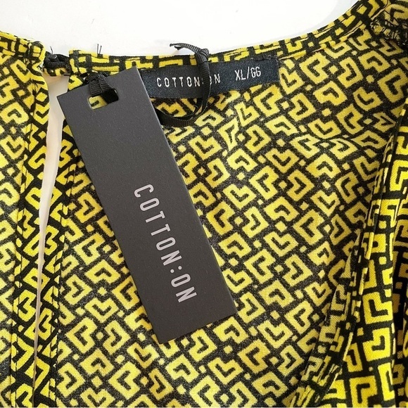 NWT Cotton On Kennedy Frill Romper Yellow Geometric Pattern Ruffle Chest Sz XL - Picture 9 of 11